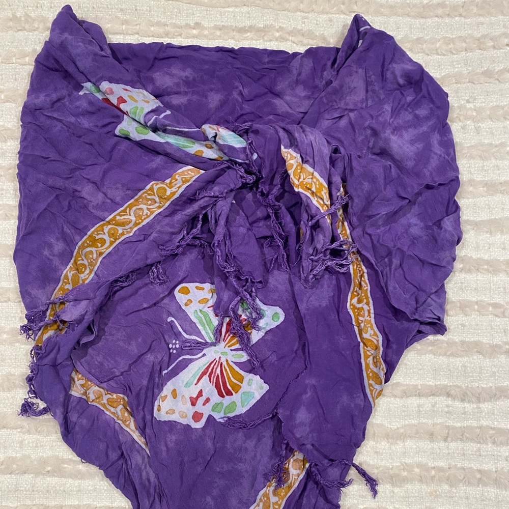 Purple Multi Colored Butterfly Wrap/Shawl